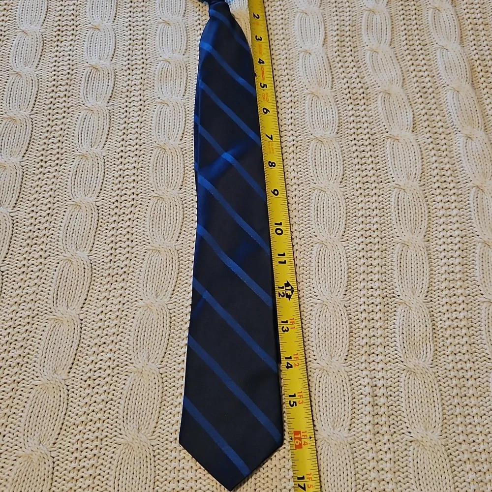 Elegant Boys Clip On Blue Striped Tie